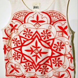 Lucky Brand Women's   Embroided Sleeveless Top Size Large